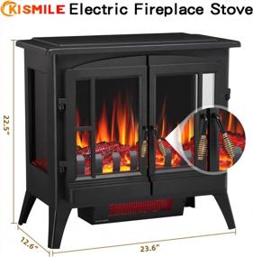 img 3 attached to Kismile 3D Infrared Electric Fireplace Stove, Freestanding Fireplace Heater With Realistic Flame Effects, Portable Indoor Space Heater With Overheating Safety System, Adjustable Brightness (23.6 Inch)