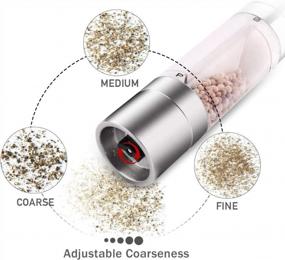 img 2 attached to 2-In-1 Manual Stainless Steel Salt And Pepper Grinder With Adjustable Coarseness, Refillable Herb Spice Shakers And Dual Clear Acrylic Chambers By Mixoo