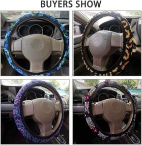 img 1 attached to 🐴 Horseshoe Totem: Native Tribal Horse Aztec Print Car Steering Wheel Cover - Universal 15 inch - Stylish Car Accessories for Men and Women