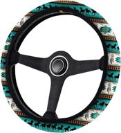 🐴 horseshoe totem: native tribal horse aztec print car steering wheel cover - universal 15 inch - stylish car accessories for men and women логотип