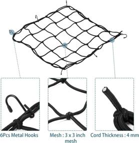 img 2 attached to 🏍️ Motorcycle Cargo Net, Set of 2, 15.7"x15.7", Heavy-Duty Bungee Net Expands to 31.5"x31.5", Gear Helmet Luggage Thick Netting with Small 2"x2" Mesh & 6 Adjustable Metal Hooks for Motorcycle, Bike, ATV