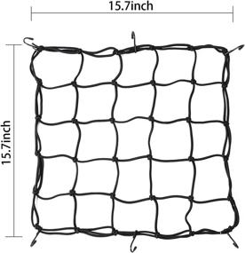 img 3 attached to 🏍️ Motorcycle Cargo Net, Set of 2, 15.7"x15.7", Heavy-Duty Bungee Net Expands to 31.5"x31.5", Gear Helmet Luggage Thick Netting with Small 2"x2" Mesh & 6 Adjustable Metal Hooks for Motorcycle, Bike, ATV