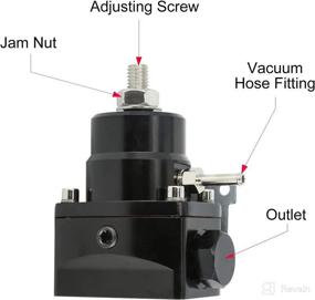 img 3 attached to 🔧 Комплект высокой производительности регулятора давления топлива 0-100 PSI с давлением в шкале и топливной линией AN6 - универсальный регулируемый EFI регулятор газа и масла внедрения (черный) из алюминия.
