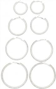 img 4 attached to Sparkling Fashion: JSEA Rhinestone Hoop Earrings Set In Silver And Rose Gold For Women
