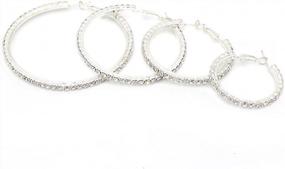 img 2 attached to Sparkling Fashion: JSEA Rhinestone Hoop Earrings Set In Silver And Rose Gold For Women