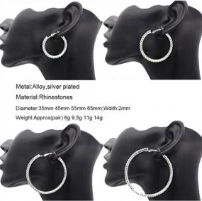 img 1 attached to Sparkling Fashion: JSEA Rhinestone Hoop Earrings Set In Silver And Rose Gold For Women