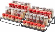 meiqihome expandable spice rack organizer - 4 tier step shelf spice storage holder for kitchen cabinets, countertops, cupboards, and pantries - black metal (adjustable from 11.4 to 22.8 inches) logo