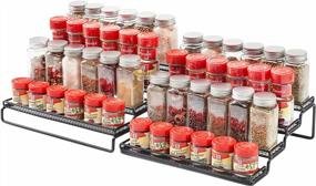 img 4 attached to MEIQIHOME Expandable Spice Rack Organizer - 4 Tier Step Shelf Spice Storage Holder For Kitchen Cabinets, Countertops, Cupboards, And Pantries - Black Metal (Adjustable From 11.4 To 22.8 Inches)