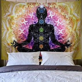 img 4 attached to Colorful Mandala Chakra Tapestry For Yoga & Meditation - Indian Wall Hanging Decoration For Studio Room With 7 Chakras