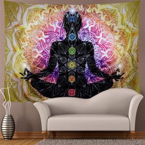img 3 attached to Colorful Mandala Chakra Tapestry For Yoga & Meditation - Indian Wall Hanging Decoration For Studio Room With 7 Chakras
