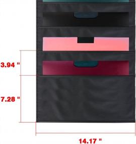 img 1 attached to Organization Pocket Chart, Wall Hanging File Organizer Folder With 10 Large Pockets For Office, Home, School, Studio, Etc. 14 X 47 Inch, Black, 3 Hangers And 4 Hooks