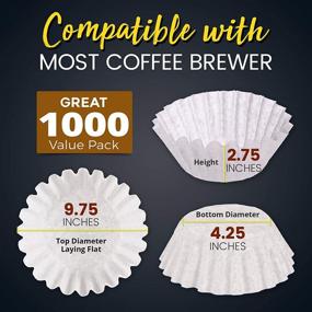 img 3 attached to ☕ [1000 Pack] Eco-Friendly Coffee Filters, 12 Cups Size, White Decanter Style Brewer – Large Disposable Commercial Paper Basket Coffee Filter for Home, Cafes, Restaurants, and Offices Use