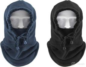 img 4 attached to Premium Heavyweight Tactical Balaclava - Winter Windproof Face Mask for Extreme Cold 🧣 Weather - Thermal Fleece Hood for Motorcycle, Skiing, Snowboarding - Unisex Design (2 PCS)