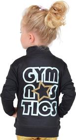 img 4 attached to ✨ Sparkling Stretch Comfort: Glitter Gymnastics Jacket for Girls' Active Apparel