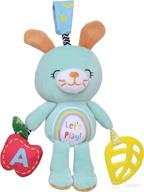 🐰 baby starters aqua bunny plush activity toy with crinkle, rattle, teether - 8 inch logo