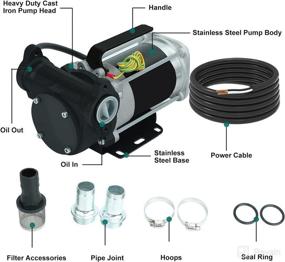 img 2 attached to High-Performance 12V DC Fuel Transfer Pump, Self-Priming Rotary Vane Motor Pump, 15 GPM / 57 LPM, Thermal Protected, Ideal for Gasoline, Diesel, Kerosene & Mineral Spirits