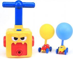 img 4 attached to LiKee Balloon Powered Car Racers - Manual Pump Included For Kids 3+ (Yellow Monster)