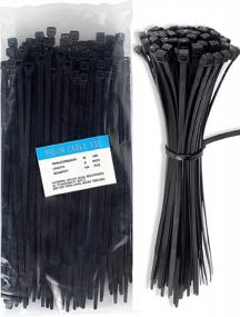 img 4 attached to Тяжелые прочные нейлоновые самозатягивающиеся кабельные стяжки 8-дюймовые - набор из 100 штук, черного цвета.