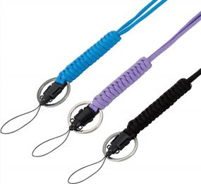 img 4 attached to Rugged Military-Grade Paracord Neck Lanyard Keychain For Women And Men, Perfect For ID Badges, Cellphones, And Whistles - Comes In Black, Blue, And Purple Variations