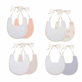 img 4 attached to 4-Pack Reversible Cotton Baby Bibs For Girls, Waterproof & Handmade, Suitable For Drooling, 0-12 Months (Floral Multicolor-7)