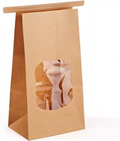 img 4 attached to 50 Pack Of GSSUSA Halulu Bakery Bags With Resealable Windows - Brown Kraft Paper Bags For Cookies, Popcorn, And Treats; Size 3.54X2.36X6.7
