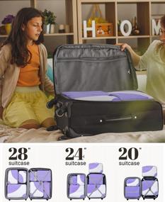 img 3 attached to Эффективная и просторная упаковка с набором упаковочных кубиков OlarHike 8 для путешествий фиолетового цвета