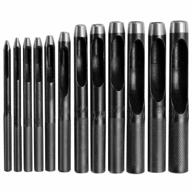 premium leather hole punch set - round hollow steel cutter tool for watch bands, belts, canvas, paper, plastics - includes 12 sizes (1mm to 10mm) for precision crafting logo
