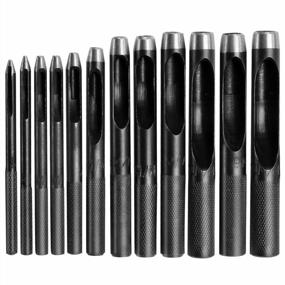 img 4 attached to Premium Leather Hole Punch Set - Round Hollow Steel Cutter Tool For Watch Bands, Belts, Canvas, Paper, Plastics - Includes 12 Sizes (1Mm To 10Mm) For Precision Crafting