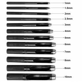 img 3 attached to Premium Leather Hole Punch Set - Round Hollow Steel Cutter Tool For Watch Bands, Belts, Canvas, Paper, Plastics - Includes 12 Sizes (1Mm To 10Mm) For Precision Crafting