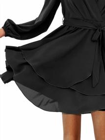 img 1 attached to Женское повседневное мини-платье с длинным/коротким рукавом и V-образным вырезом с запахом и рюшами от Amoretu