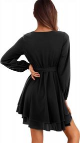 img 2 attached to Women'S Casual Long/Short Sleeve Wrap V-Neck Ruffle Mini Dress By Amoretu