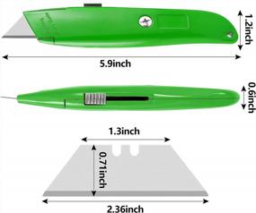 img 1 attached to Heavy Duty Retractable Utility Knife Box Cutter - 2 Pack (Green)