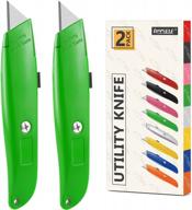 heavy duty retractable utility knife box cutter - 2 pack (green) logo