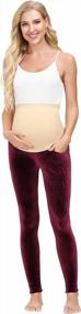 img 3 attached to XL Wine Maternity Leggings - Full Length Pregnant Women'S Pants Tights