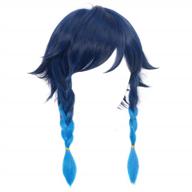 dazcos unisex adult venti cosplay wig short blue gradient with braid (gradient blue) логотип