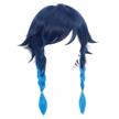 dazcos unisex adult venti cosplay wig short blue gradient with braid (gradient blue) logo