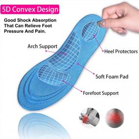 img 2 attached to Women'S 5D Sponge Arch Support Insoles: 2 Pairs Blue, Breathable & Massaging For Foot Pain Relief!