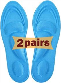 img 4 attached to Women'S 5D Sponge Arch Support Insoles: 2 Pairs Blue, Breathable & Massaging For Foot Pain Relief!