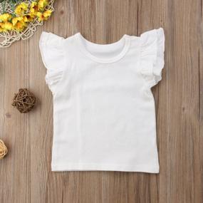 img 2 attached to Mubineo Toddler Baby Girl Basic Plain Ruffle Sleeve Cotton T Shirts Tops Tee Clothes