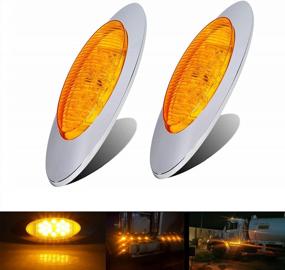 img 4 attached to 2Pcs 6.6In 16LED Amber LED Side Marker Lights - Waterproof, Chrome Surface Mount For Truck Trailer Pickup Caravan RV Vans
