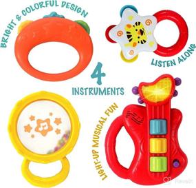 img 2 attached to 🎸 KiddoLab Baby Rocker Musical Instrument Set - Electric Toy Guitar and Rattles. Early Development and Music Educational Learning Toys for Babies 3 Months and Older