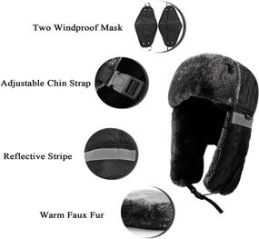img 3 attached to Protective Face Masks With Ushanka Winter Hat - Russian Trooper Trapper Hat For Men And Women (2Pcs)