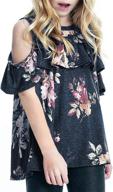 🌸 chic and comfortable: blibea casual floral shoulder ruffles collection for girls - stylish tops, tees & blouses logo