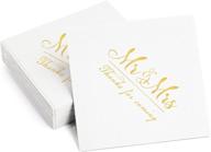 charming 100 welcome wedding napkins: elegant 3-ply gold mr and mrs cocktail beverage dessert napkins for wedding shower and engagement party decor, perfect wedding cake table decor supplies logo