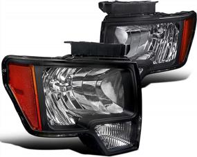 img 1 attached to 2009-2014 Ford Passenger And Driver Side Headlights Black Housing Amber Reflector Replacement