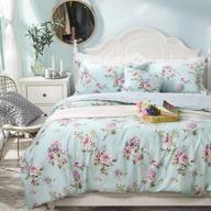 🌸 fadfay shabby floral bedding full size bed in a bag set - premium 100% cotton blue green hydrangea farmhouse design with deep pocket sheets and 2 pillowshams logo
