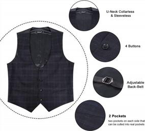 img 1 attached to Mens 4-Button U-Neck Business Suit Vest - Regular Fit, Single Breasted Waistcoat For Tuxedo | Alizeal