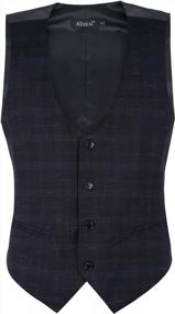 img 3 attached to Mens 4-Button U-Neck Business Suit Vest - Regular Fit, Single Breasted Waistcoat For Tuxedo | Alizeal