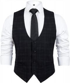 img 4 attached to Mens 4-Button U-Neck Business Suit Vest - Regular Fit, Single Breasted Waistcoat For Tuxedo | Alizeal