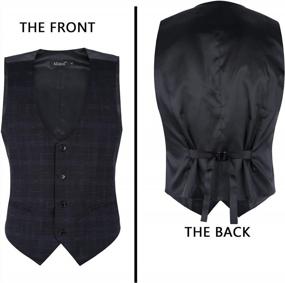 img 2 attached to Mens 4-Button U-Neck Business Suit Vest - Regular Fit, Single Breasted Waistcoat For Tuxedo | Alizeal